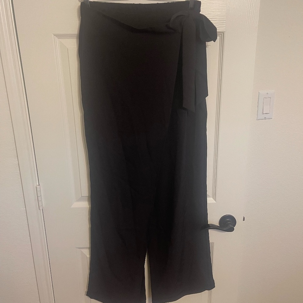 Halara High Waisted Tie Side Wide Leg Work Pants- NWT, Black, size L